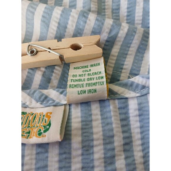 Vintage Collections Blue White Striped Seersucker House Dress Robe Size XXXL 3Xl - Picture 13 of 14